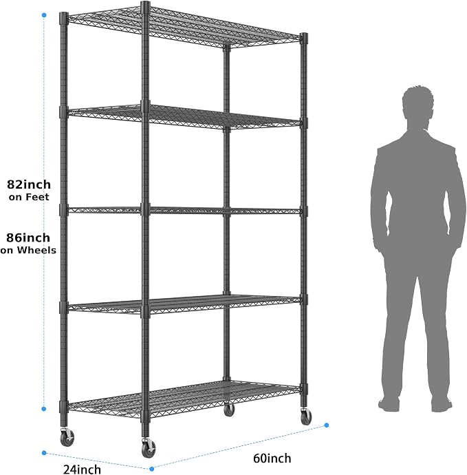 Homdox 5 Tier Storage Racks and Shelving, 3000LBS Commercial Adjustable Wire - Image 3