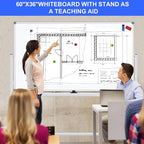Mobile Magnet Whiteboard with Stand 60x36 Double-Sided Dry Erase Board with - Image 6
