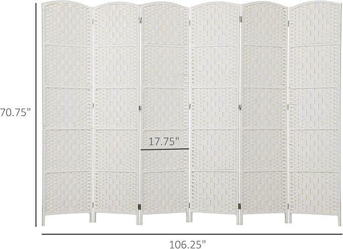HOMCOM Room Divider, 6 Panel Folding Privacy Screen, 6FT Tall Portable Wicker - Image 7