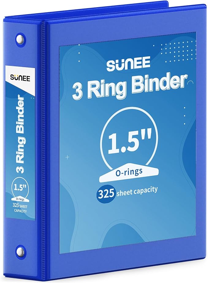 SUNEE 3 Ring Binder 1.5 Inch 1 Pack, Cobalt Blue by SUNEE