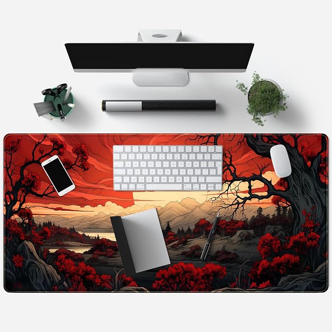 Red and Black Mouse Pad Japanese Mouse Pad XL Black Anime Big Mouse Pads - Image 4