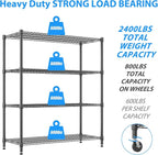 Homdox 60”W Storage Shelves, 4 Tier Heavy Duty Wire Shelving Unit - Image 4
