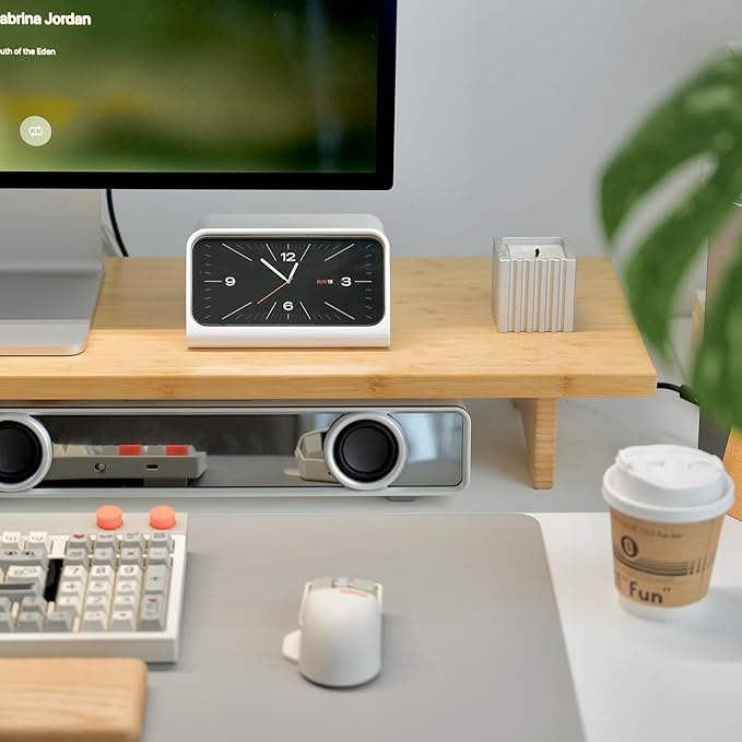 ROCDEER Bamboo Dual Monitor Stand Riser Natural, 2-Tier Desk Monitor Riser - Image 5