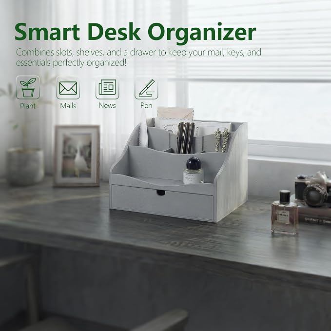 Pine Wood Mail Organizer for Desk - Image 3