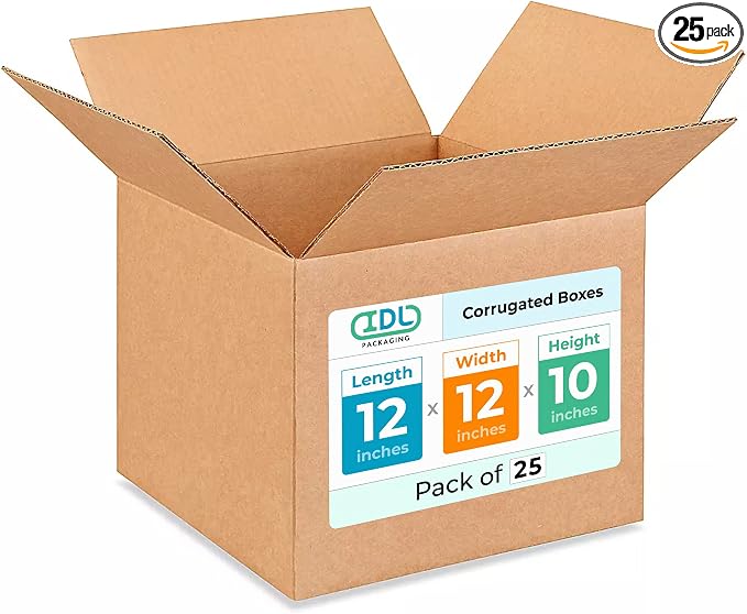 Medium Moving & Shipping Boxes 12"L x 12"W x 10"H by IDLPackaging