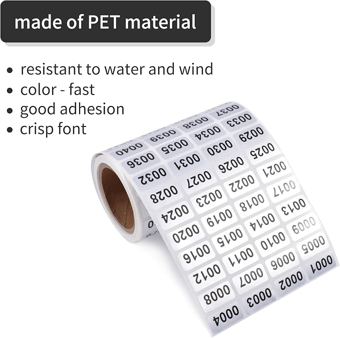 1-2000 Consecutive Number Inventory Stickers Self Adhesive Waterproof Labels - Image 4