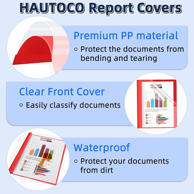 HAUTOCO 12 Pack Plastic Report Covers - Image 5