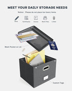 Oterri File Organizer Box with Lid, Large Hanging Filing Box with Mesh Pocket - Image 4