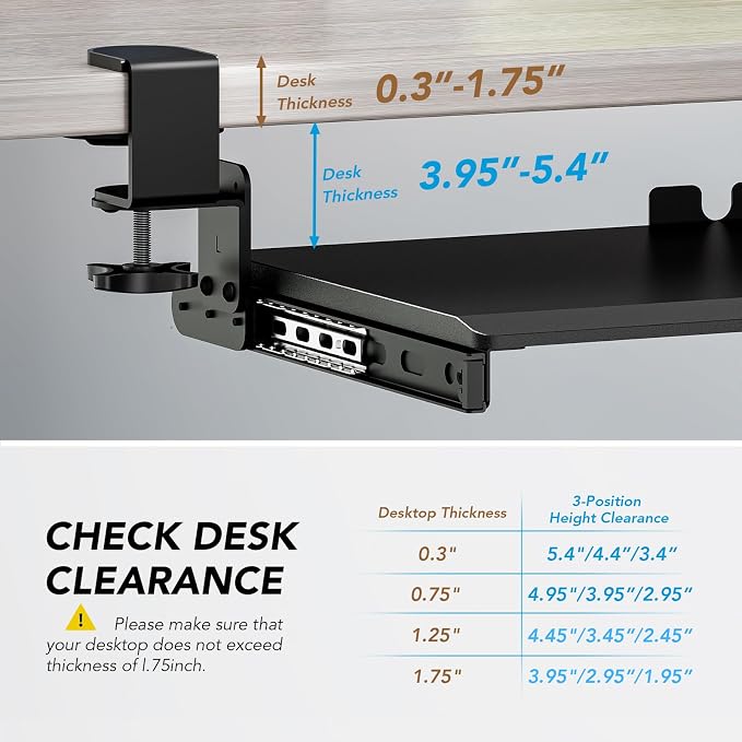 AX WABER Keyboard Tray Under Desk Pull Out - Image 4