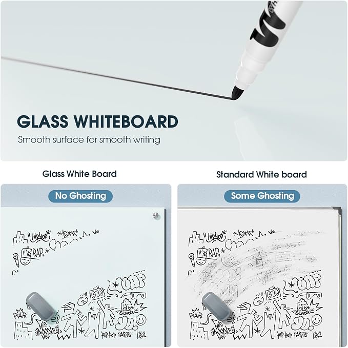 MaxGear Glass Whiteboard, Tempered Magnetic Dry Erase Board 60 x 40 Inch - Image 7