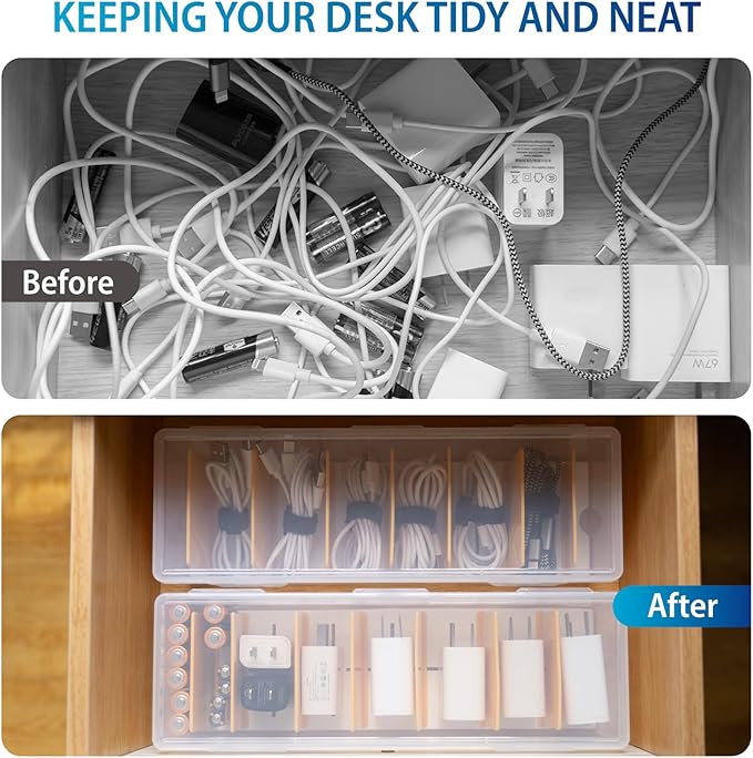 Fzooua 2 Pack Cable Organizer Storage Box - Image 5
