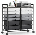 Rolling Storage Cart with 12 Drawers, Wooden Tabletop Utility Cart by TOOLF