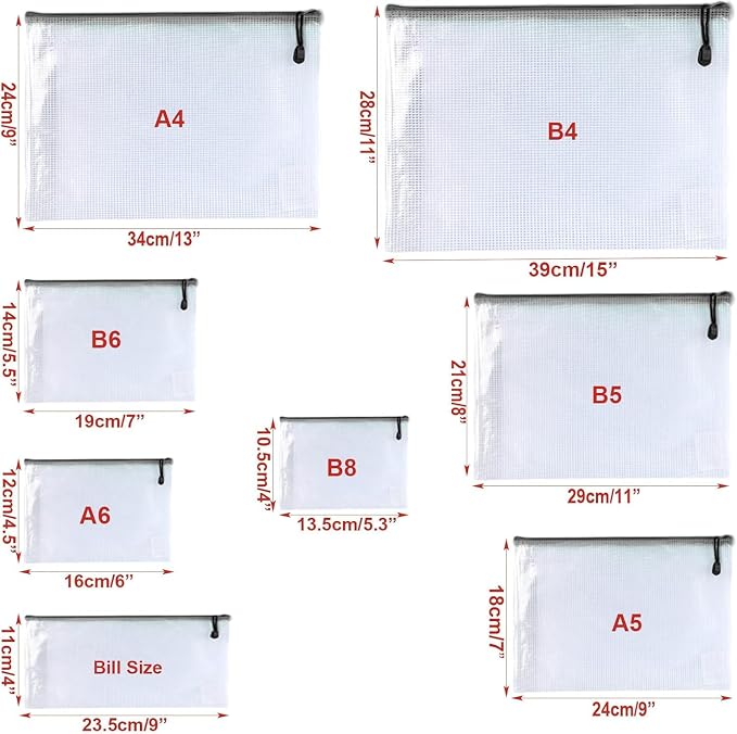 Oaimyy-18 PCS-Mesh Zipper Pouch, Plastic Zip File Folders Puzzle Bags Large - Image 3