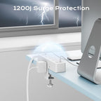 Flat Plug Desk Clamp Power Strip 10FT, 40W Total Fast Charging Station - Image 6