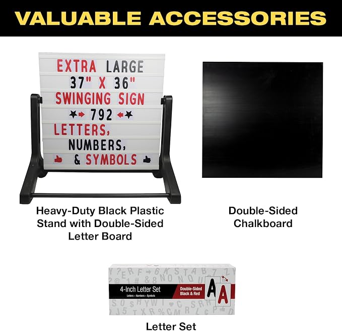 Excello Global Products Swinging Changable Message Sidewalk Sign: 37" x 36" Sign - Image 2