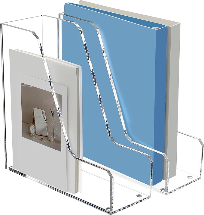 SANRUI 2 Pack Acrylic Magazine File Holder, Vertical File Sorter Holders Desk - Image 9