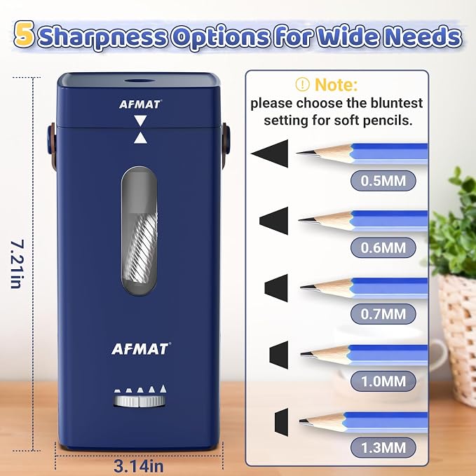 AFMAT Electric Pencil Sharpener, Fully Automatic Pencil Sharpener, Auto in & Out - Image 3