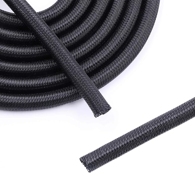 Flauzmann 3/8" Braided Cable Sleeve - 10Ft Cat Cord Protector Split Wire Loom by Unknown