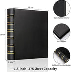 LETVPVOW Vintage Hardback 3 Ring Binder 1.5 Inch, Professional Leather Binder 3 - Image 2