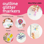 Incraftables Outline Glitter Markers – Metallic, Double Line Pens, Shimmer - Image 3