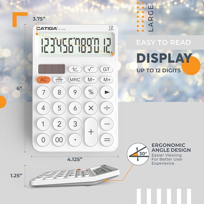 CATIGA 12 Digit Desktop Calculator Basic Desk Calculator - Image 4