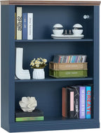 RWYHG 43" Blue Tall Bookshelf, 3-Tier Thick Wooden Book Shelf - Image 9