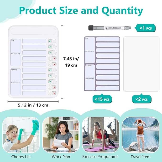 Dry Erase Chore Chart for Kids to Do List Magnetic Checklist Board Reusable RV - Image 2