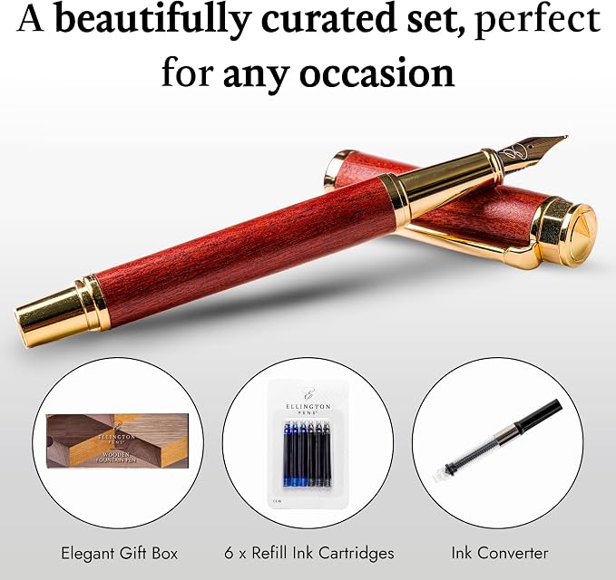 Ellington Pens Luxury Wood Fountain Pen Set – Fine Nib - Image 2