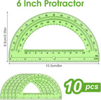 Hoiny 10 Pack Clear Protractor, 6 Inch Plastic Protractors, 180 Degrees - Image 2
