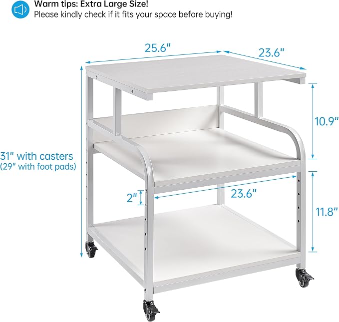 Fannova Printer Stand, 25.6" x 23.6" x 30.9" Extra Large Printer Table - Image 2