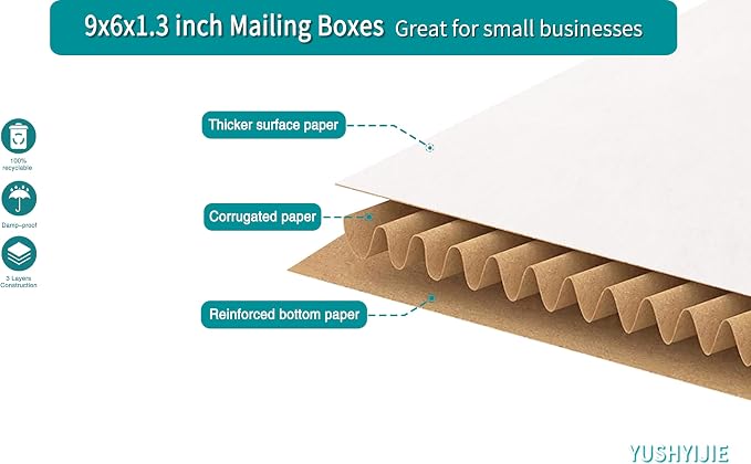 YUSHYIJIE 9x6x1.3 inch Small Shipping Boxes, 25 Pack - Image 4