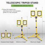 25000 Lumen Work Lights with Stand, Dual Head LED Work Light with USB & Socket - Image 5