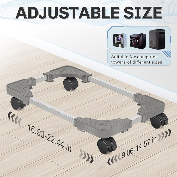 Liitrton Mobile CPU Stand with 4 Locking Casters, Ventilated PC Tower Stand - Image 2