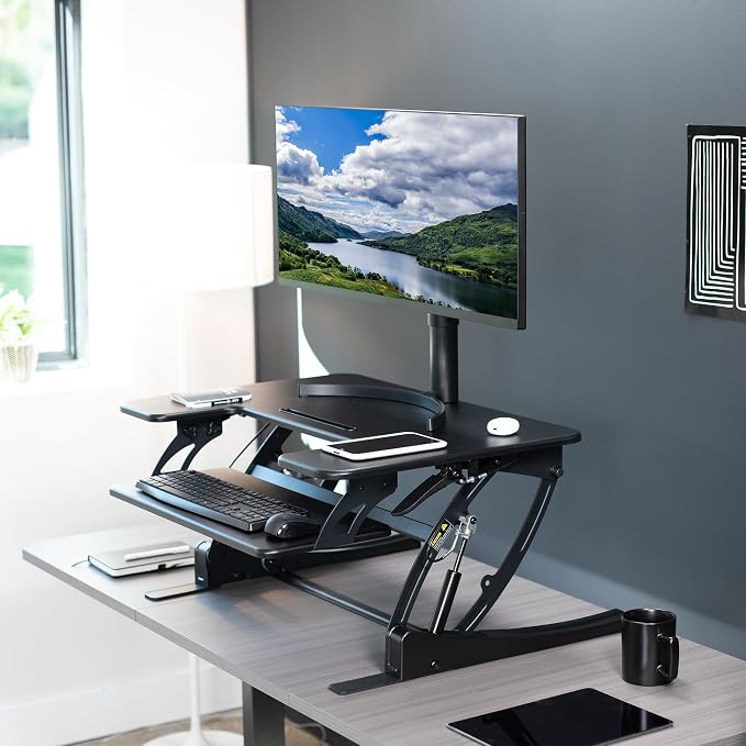 VIVO 32 inch Height Adjustable Stand Up Desk Converter, V Series, Quick Sit to - Image 2
