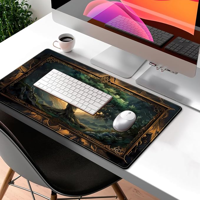 Mystical Green Tree Large Gaming Mouse Pad Forest Tree of Life Deskpad Mat XXL - Image 3