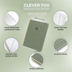 Clever Fox Password Book Spiral – Internet Address & Password Organizer - Image 2
