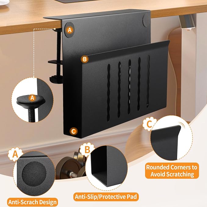 Henitol Desk Side Storage with Pen Holder, No Drill Hanging Desk Organizer - Image 3