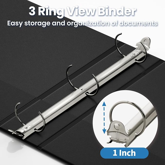 SUNEE Black Binders 1 Inch 24 Pack Bulk - Image 3
