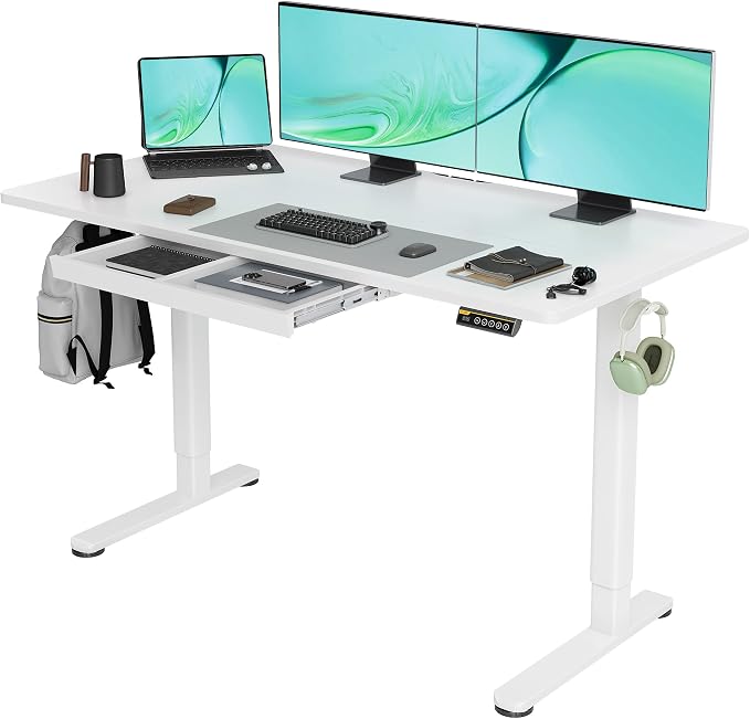 Claiks Standing Desk with Drawers, 55x24 Inch Stand Up Electric Adjustable by CLAIKS