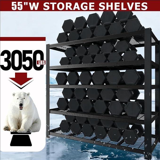 ZEUKMXOO Heavy Duty Garage Shelving, 5-Tier Storage Shelves, 3050LBS Capacity - Image 4