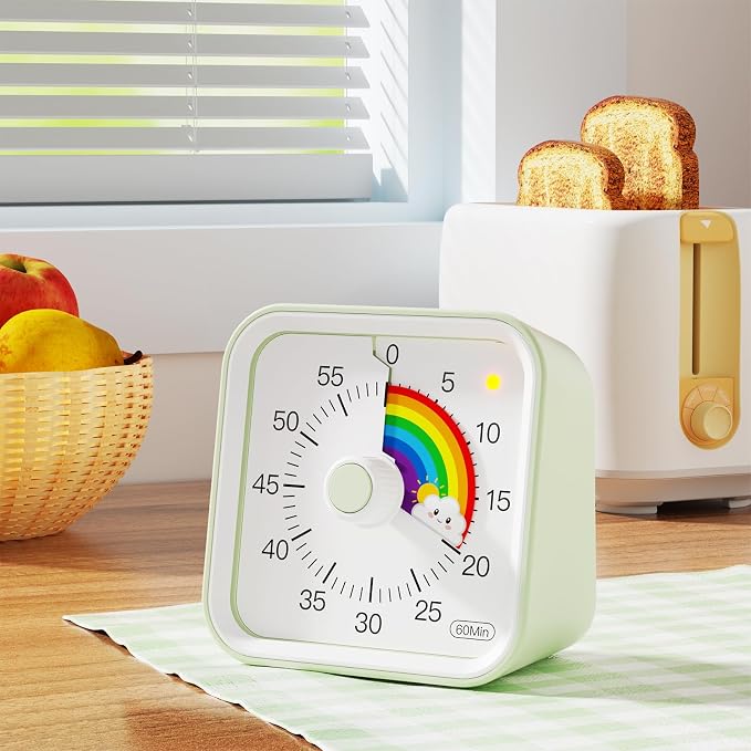 Visual Timer for Kids with Pause Function, Cute Silent Timer with Rainbow for - Image 4