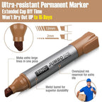 Fuutreo 10 Pack Jumbo Permanent Markers Bulk Large Chisel Tip Permanent Markers - Image 4