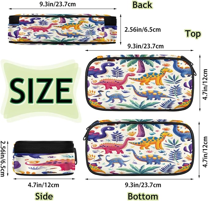 Pardick Pencil Case，Dinosaurs Cute Big Capacity Pencil Pouch Coin Pouch - Image 4