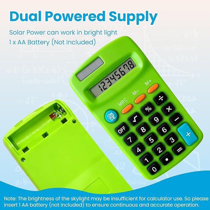 18 Pack Pocket Calculator Bulk: 8 Digit Hand Held Basic Calculator Small Solar - Image 4