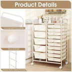 COSTWAY 15-Drawer Rolling Storage Cart, Mobile Utility Cart - Image 6