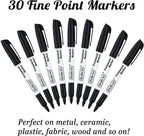 Shuttle Art Permanent Markers, 30 Pack Black Permanent Marker set, Fine Point - Image 2