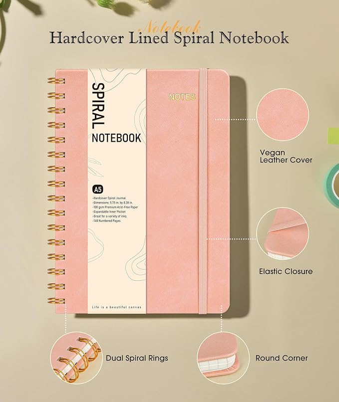 Graph Spiral Journal Notebook, A5 Hardcover Spiral Journals - Image 2