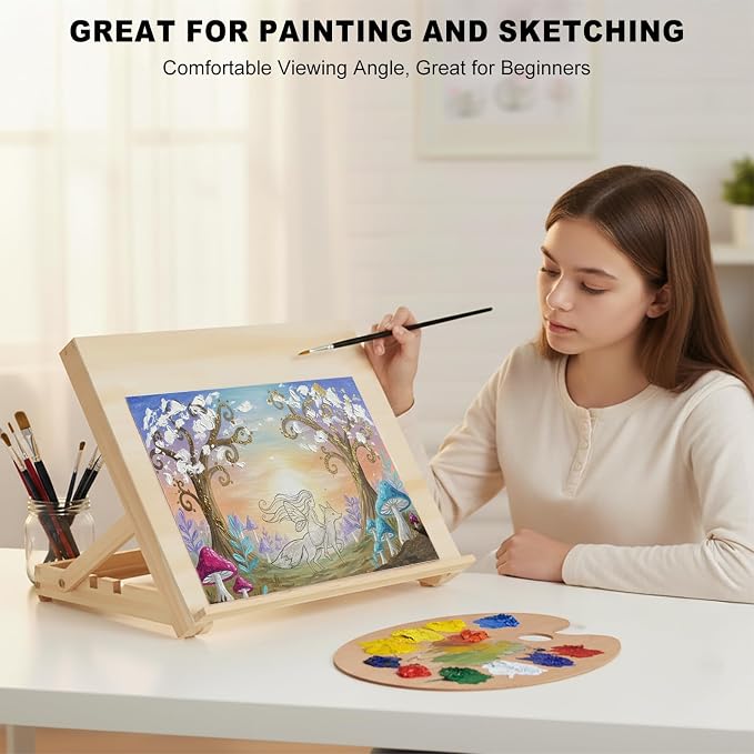 Tabletop Easel for Painting, 13.8"x11.4" Adjustable Portable Art Easel Includes - Image 4