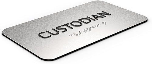 ADASigns Custodian Closet Sign 7" W x 4" H Durable Brushed Aluminum - Image 2