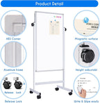 maxtek Rolling White Board, 48 x 24 Height Adjustable Whiteboard on Wheels - Image 8